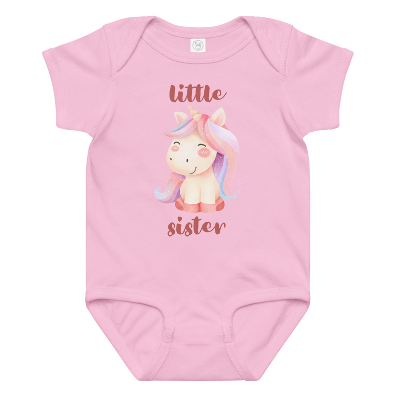 Little Sister Unicorn Baby Bodysuit