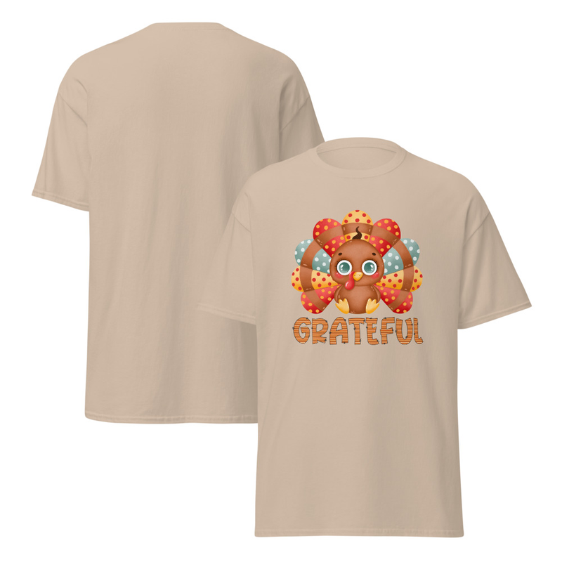 Thanksgiving Grateful Cute Turkey Adult Unisex Tee