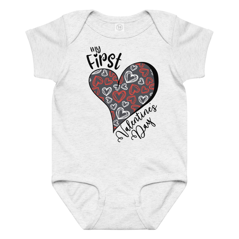 My First Valentine's Day Heart Baby Bodysuit