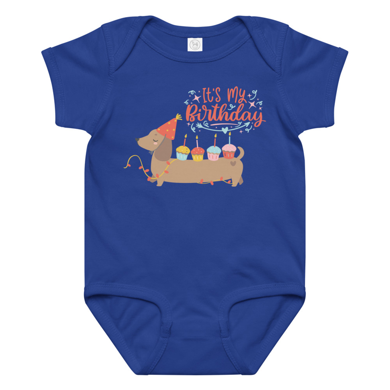 Birthday Weiner Dog Baby Bodysuit