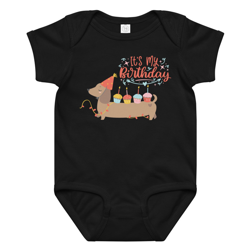 Birthday Weiner Dog Baby Bodysuit