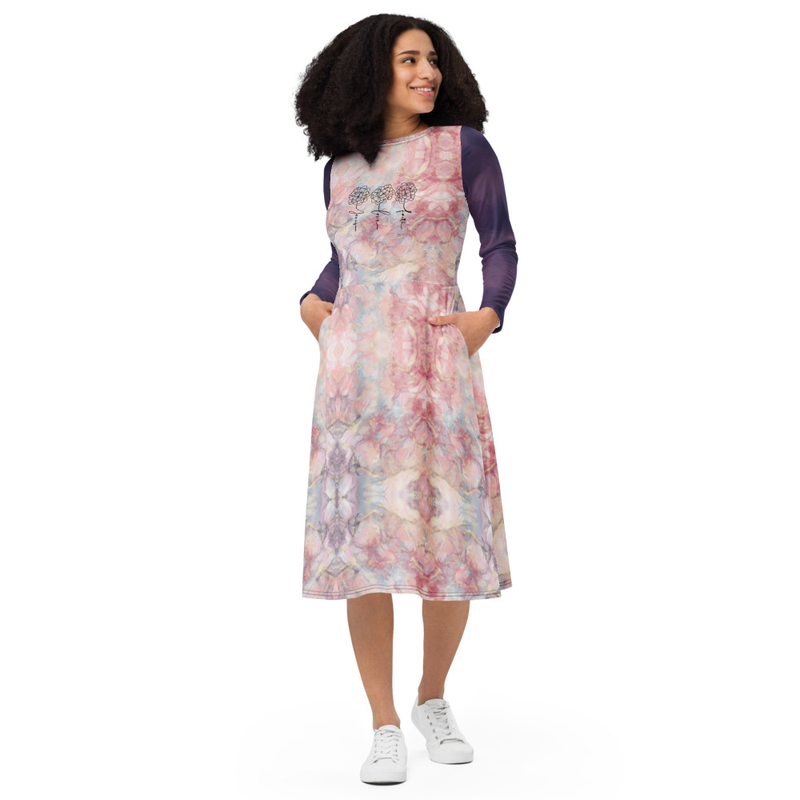 Faith Love Jesus Marble Midi Dress Long Sleeves