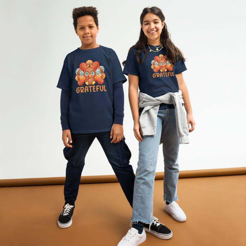Thanksgiving Grateful Cute Turkey Youth Tee