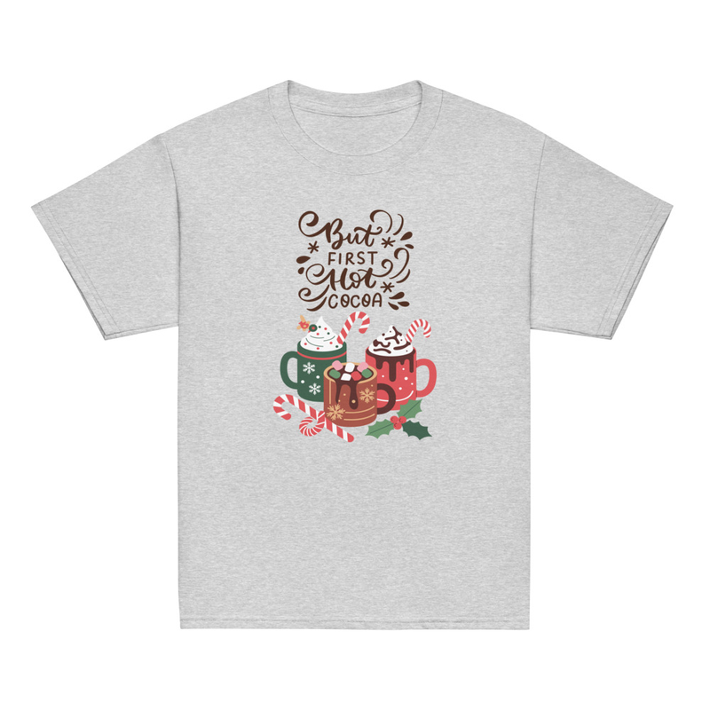 Christmas But First Hot Cocoa Youth Tee