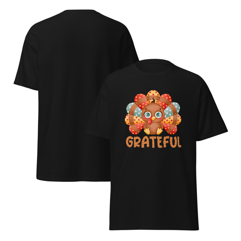 Thanksgiving Grateful Cute Turkey Adult Unisex Tee