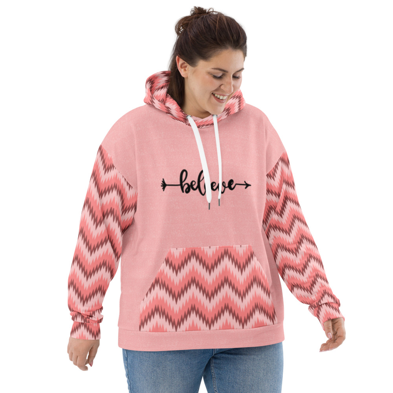 Believe Pink Chevron Unisex Hoodie