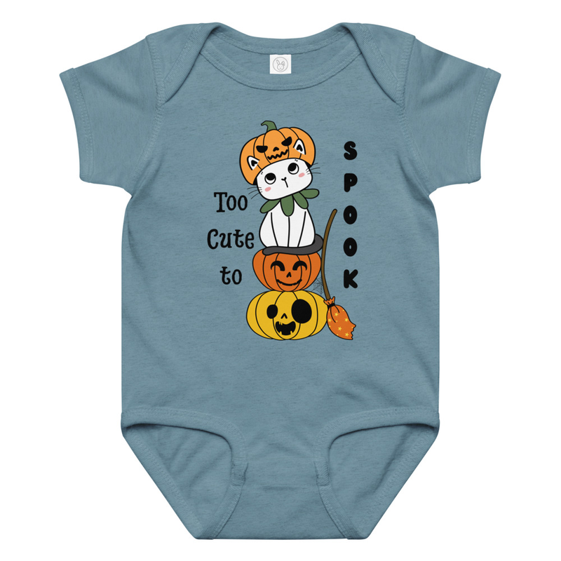 Halloween Too Cute to Spook Cat with Pumpkins Baby Bodysuit