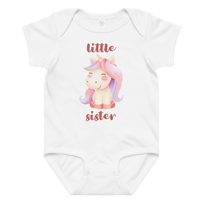 Little Sister Unicorn Baby Bodysuit