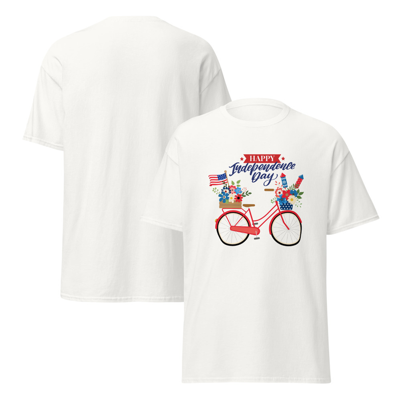 Independence Bike with Flowers Adult Unisex Tee