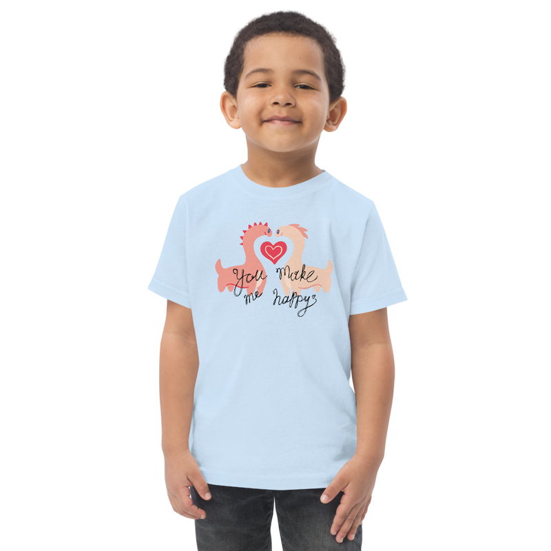 Valentine's You Make Me Happy Dinosaurs Toddler Tee