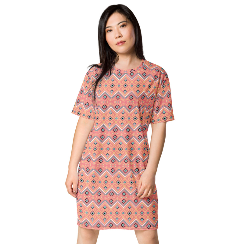 Tribal Pattern T-Shirt Dress