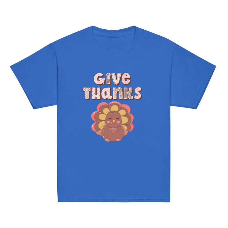 Thanksgiving Give Thanks Cute Turkey Youth Tee