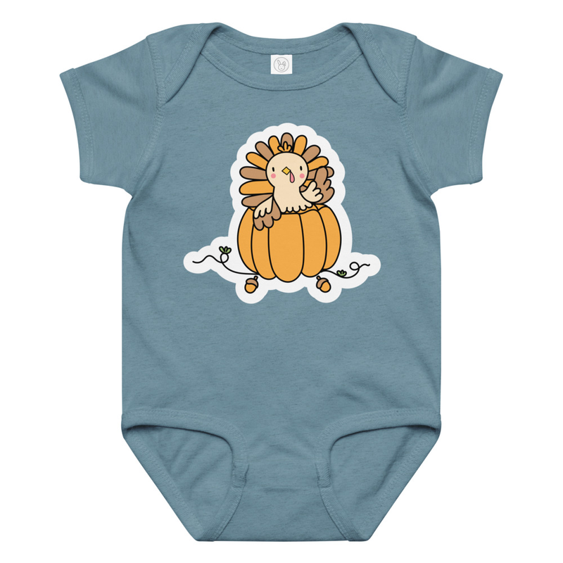 Thanksgiving Turkey in a Pumpkin Baby Bodysuit