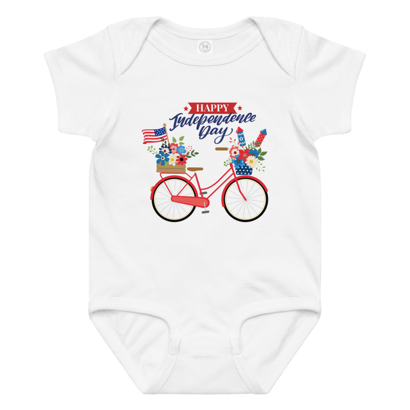 Independence Bike with Flowers Baby Bodysuit