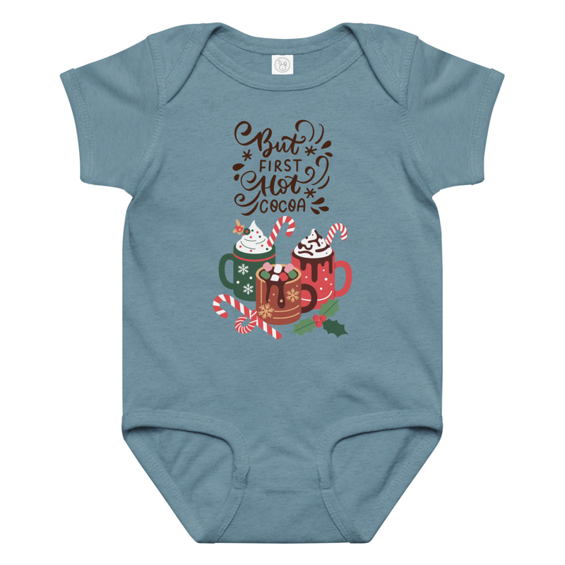 Christmas But First Hot Cocoa Baby Bodysuit