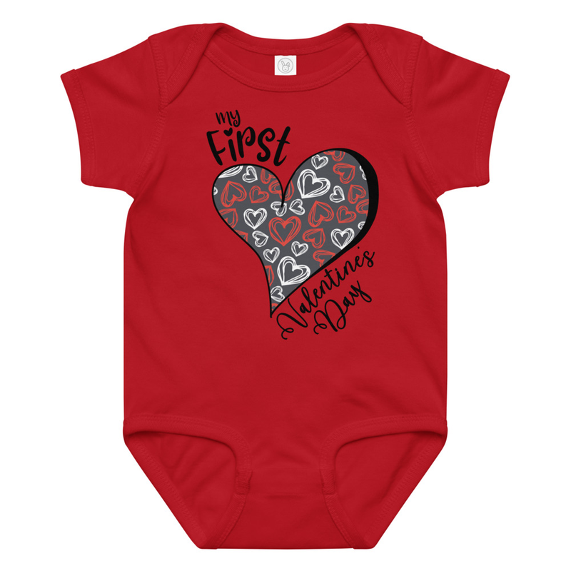 My First Valentine's Day Heart Baby Bodysuit