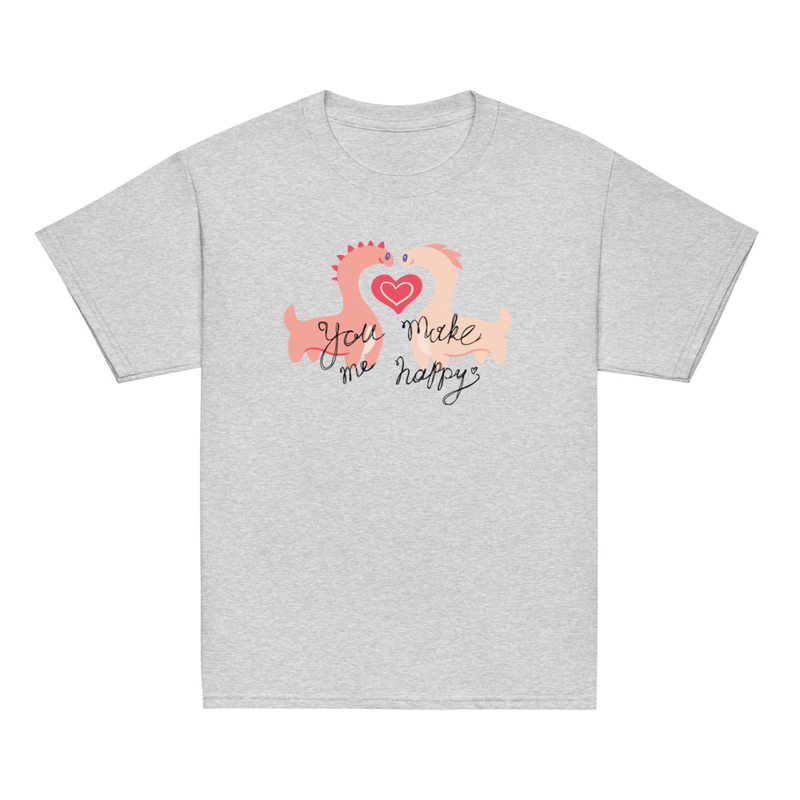 Valentine's You Make Me Happy Dinosaurs Youth Tee