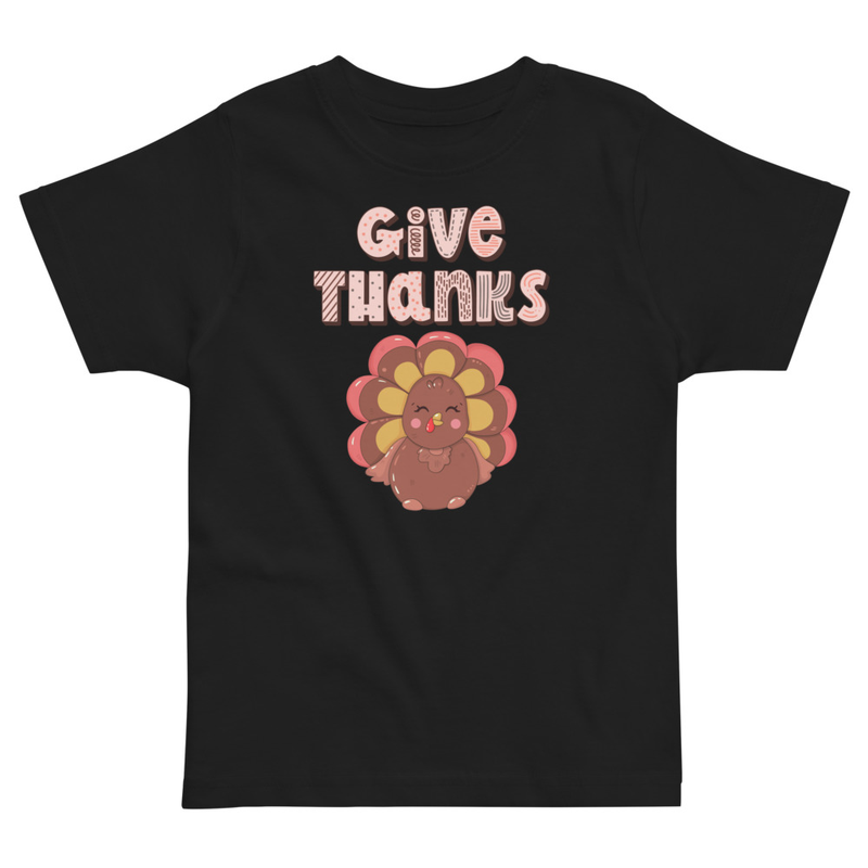 Thanksgiving Give Thanks Cute Turkey Toddler Tee