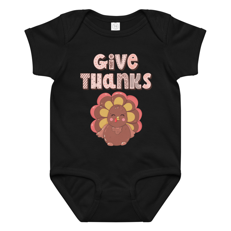 Thanksgiving Give Thanks Cute Turkey Baby Bodysuit