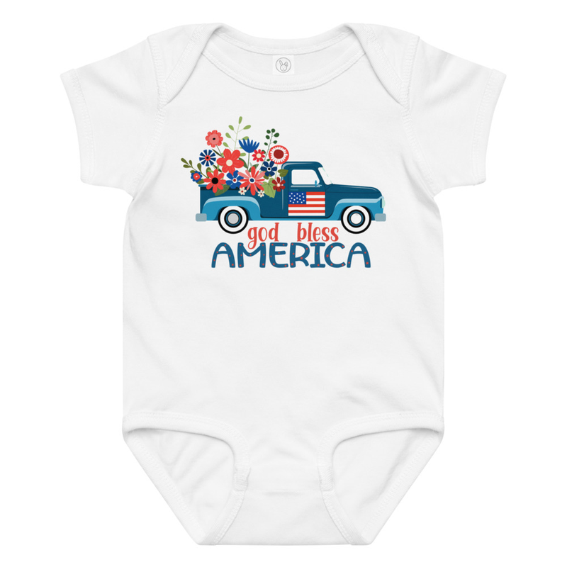 Independence God Bless America Truck Baby Bodysuit