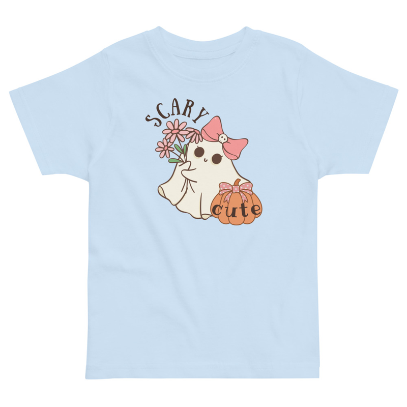 Halloween Scary Cute Ghost with Bow Toddler Tee