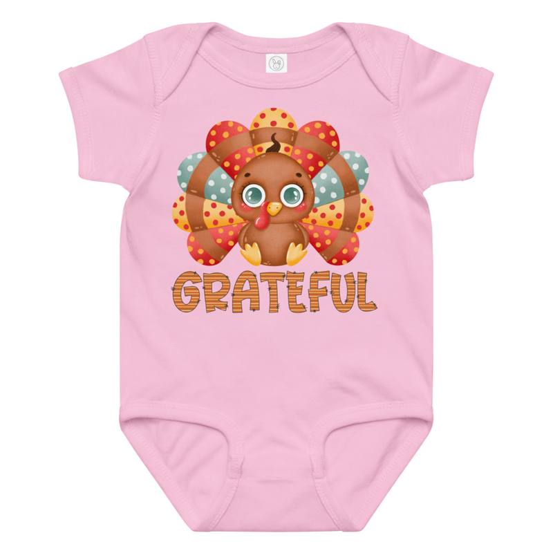 Thanksgiving Grateful Cute Turkey Baby Bodysuit
