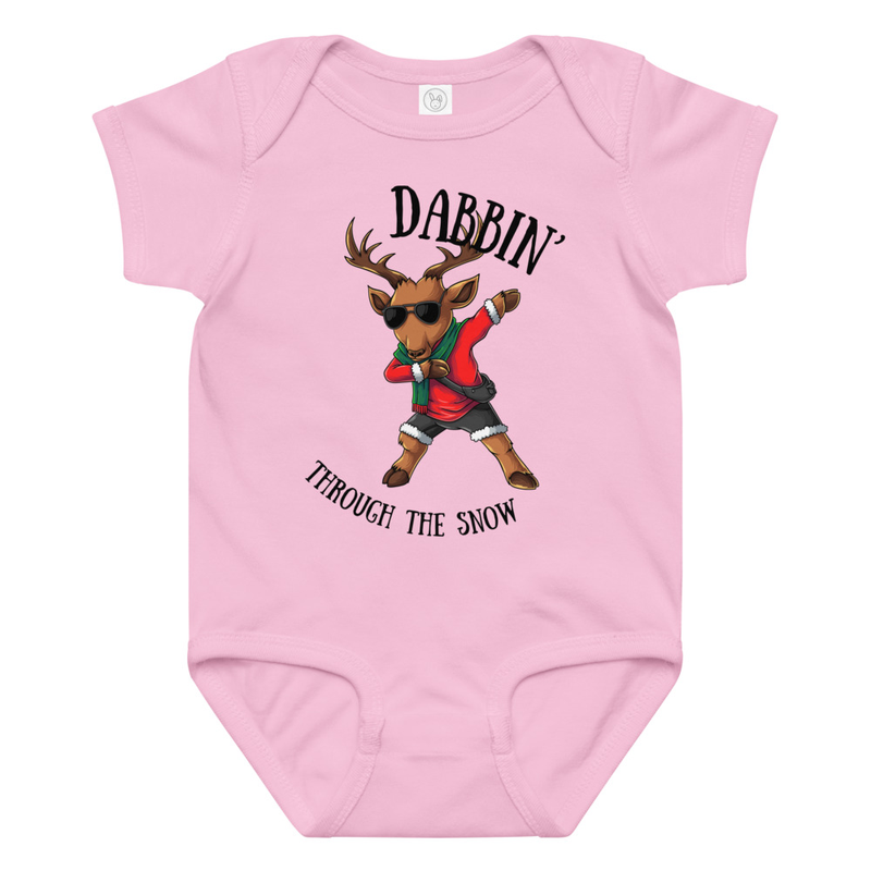 Christmas Dabbin' Through the Snow Baby Bodysuit