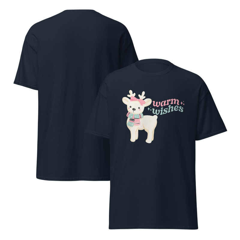 Christmas Warm Wishes Reindeer Adult Unisex Tee