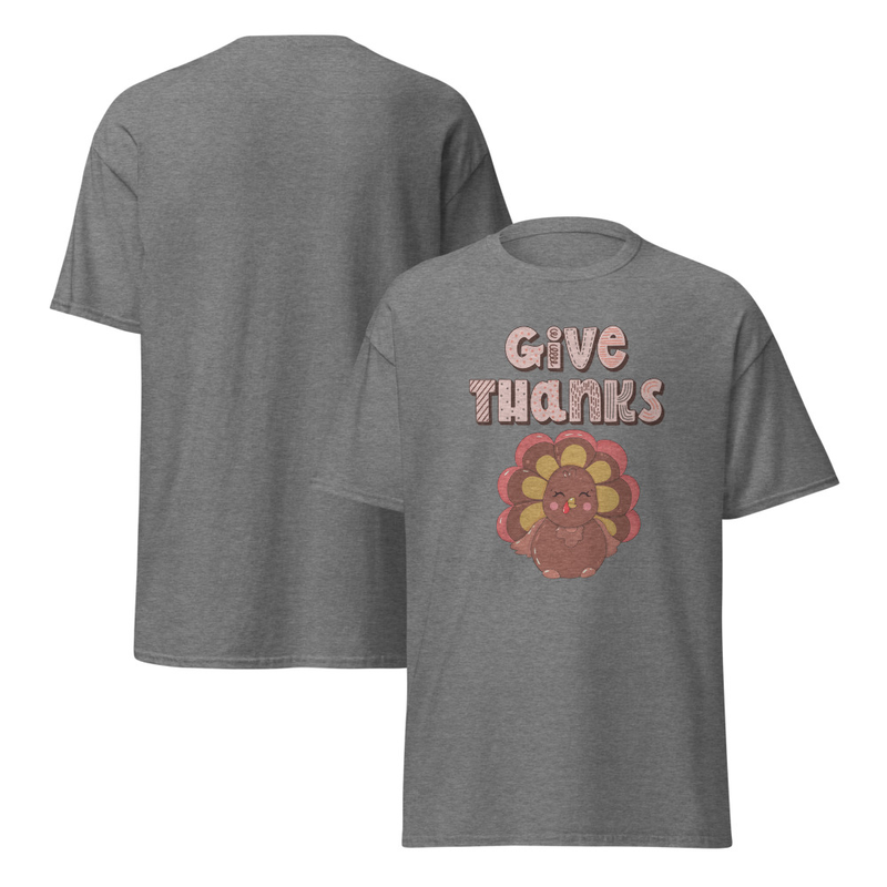 Thanksgiving Give Thanks Cute Turkey Adult Unisex Tee