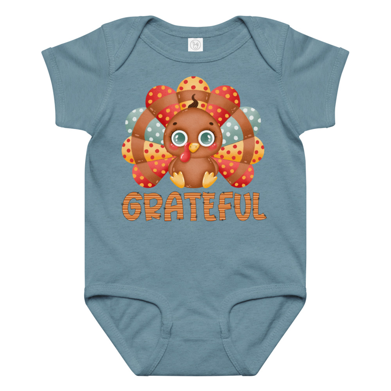 Thanksgiving Grateful Cute Turkey Baby Bodysuit