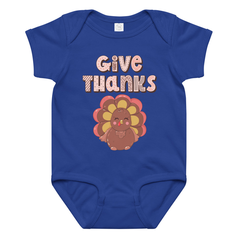 Thanksgiving Give Thanks Cute Turkey Baby Bodysuit