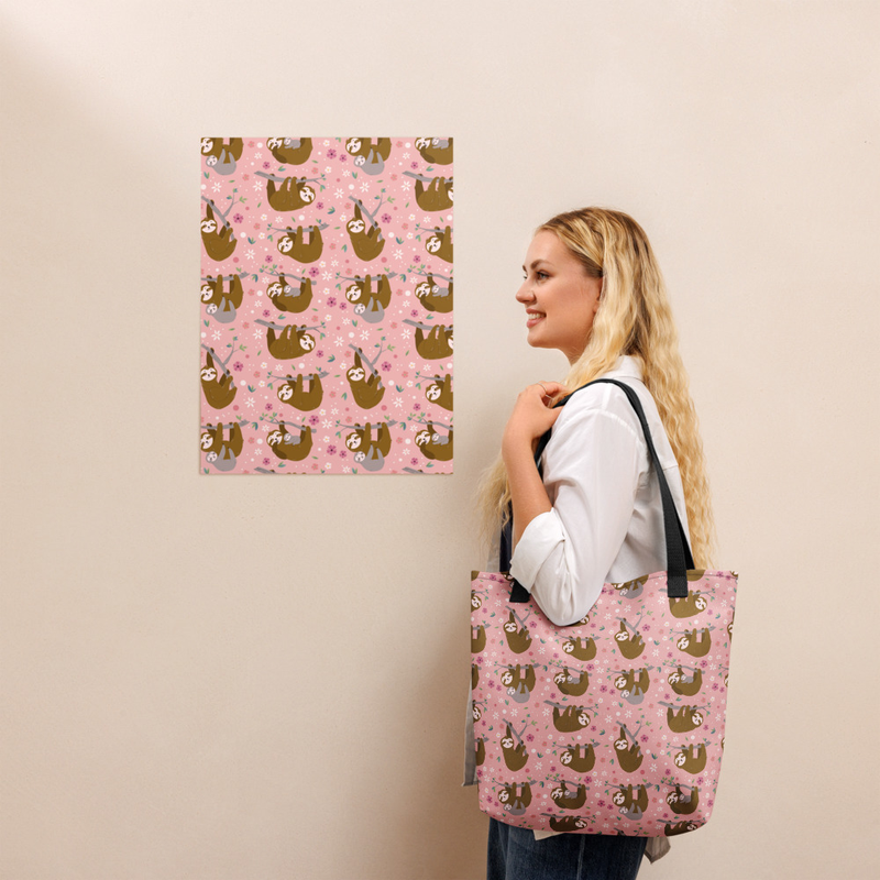 Sloth Pattern Tote Bag