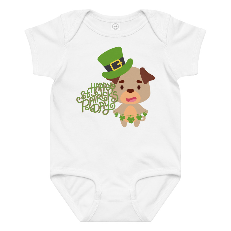 St. Patrick's Dog with Hat Baby Bodysuit