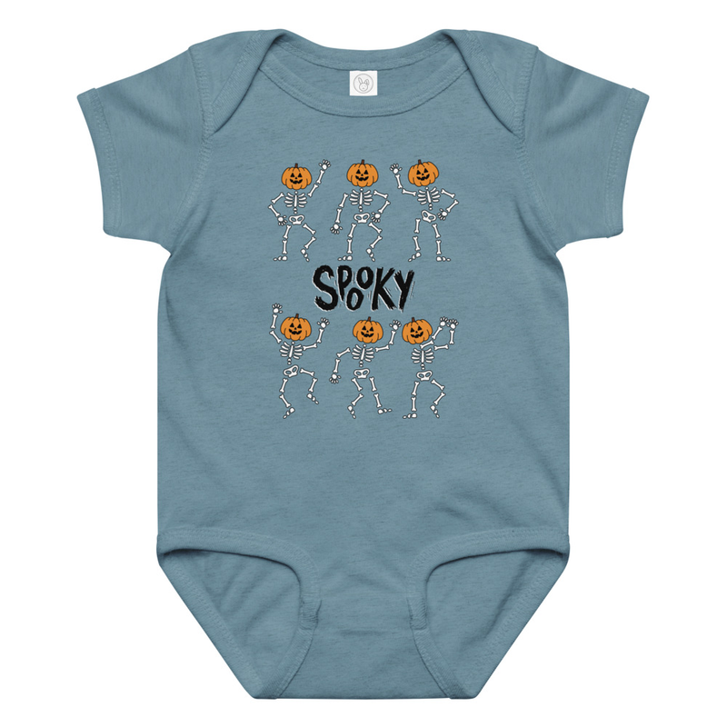 Halloween Spooky Pumpkin Head Skeletons Baby Bodysuit