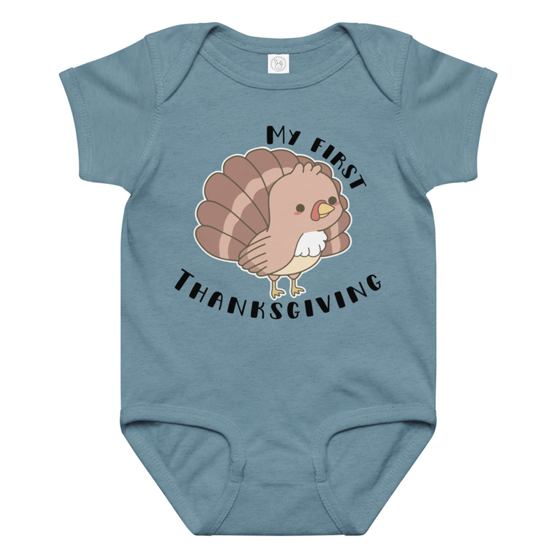 My First Thanksgiving Cute Turkey Baby Bodysuit