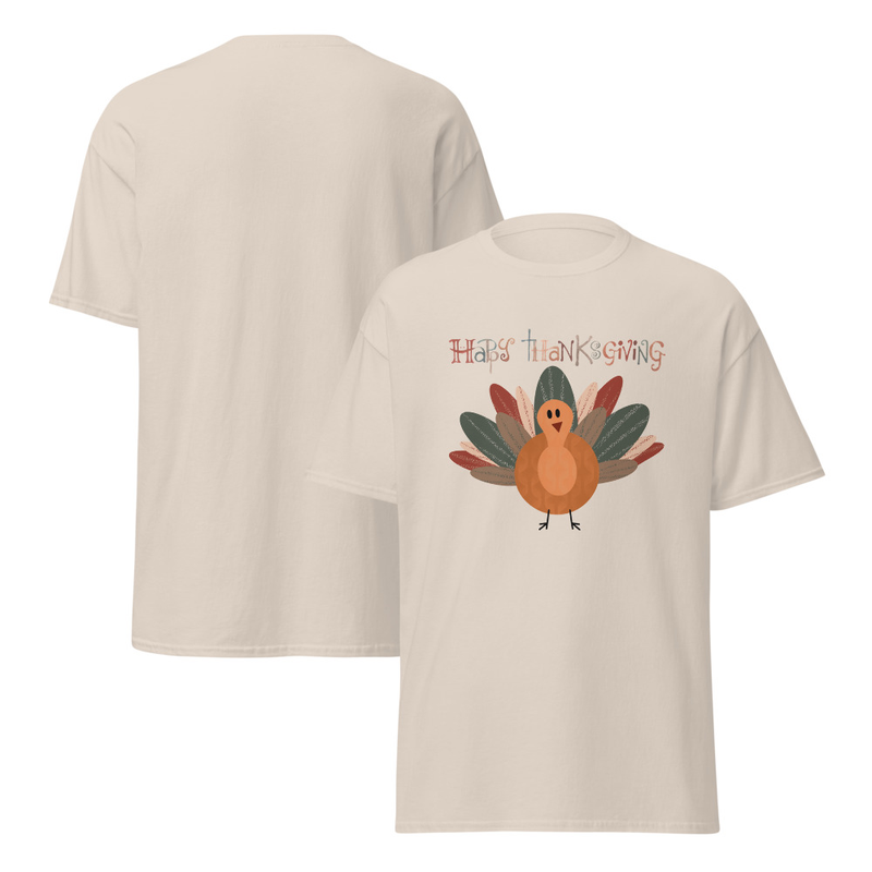 Thanksgiving Happy Thanksgiving Fall Color Turkey Adult Unisex Tee
