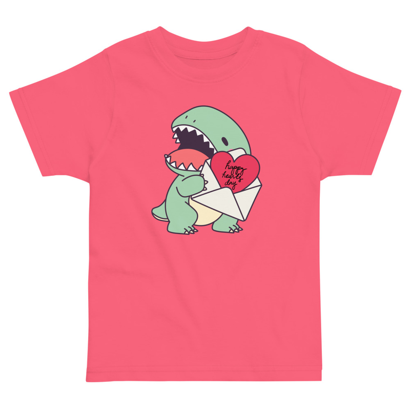 Valentine's Dino Happy Hearts Day Toddler Tee
