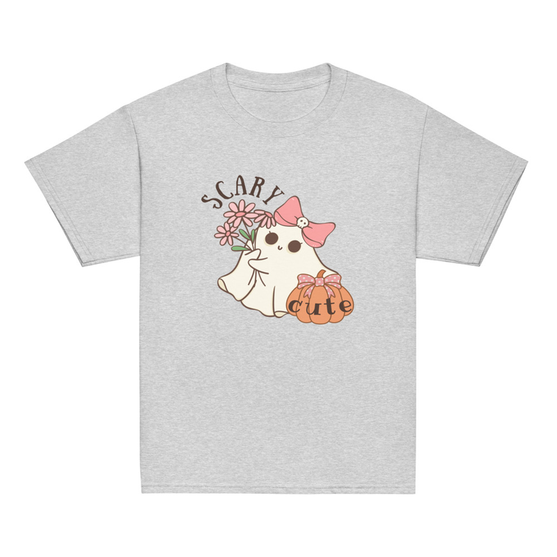 Halloween Scary Cute Ghost with Bow Youth Tee