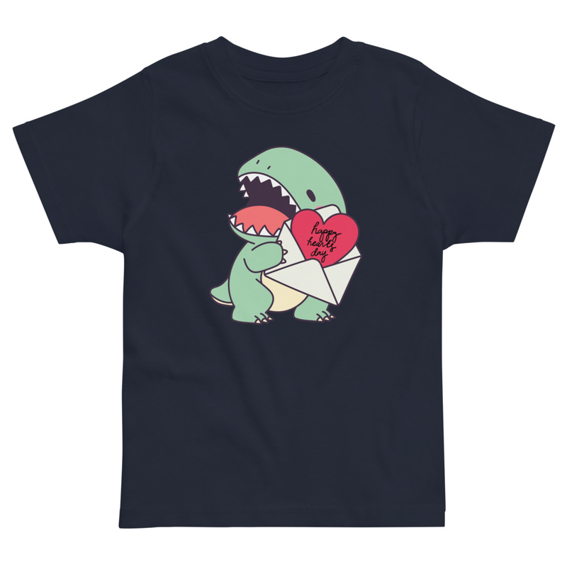 Valentine's Dino Happy Hearts Day Toddler Tee