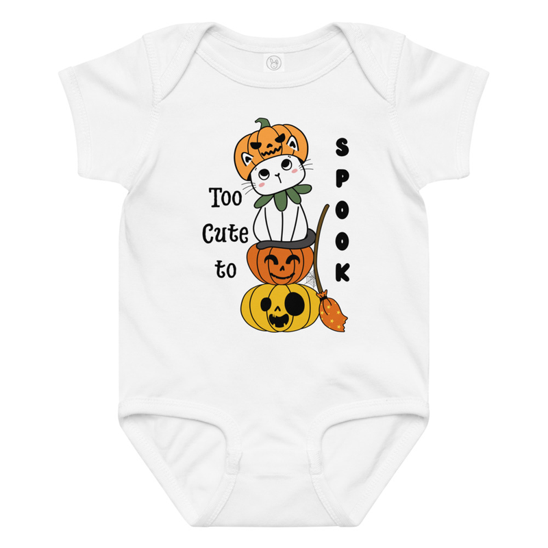 Halloween Too Cute to Spook Cat with Pumpkins Baby Bodysuit