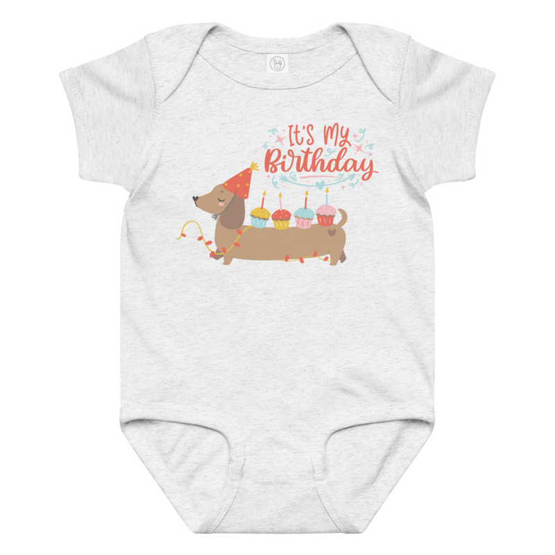 Birthday Weiner Dog Baby Bodysuit