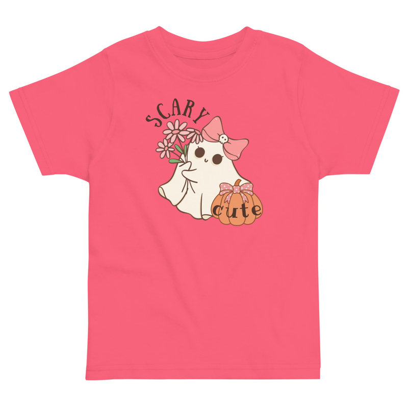 Halloween Scary Cute Ghost with Bow Toddler Tee