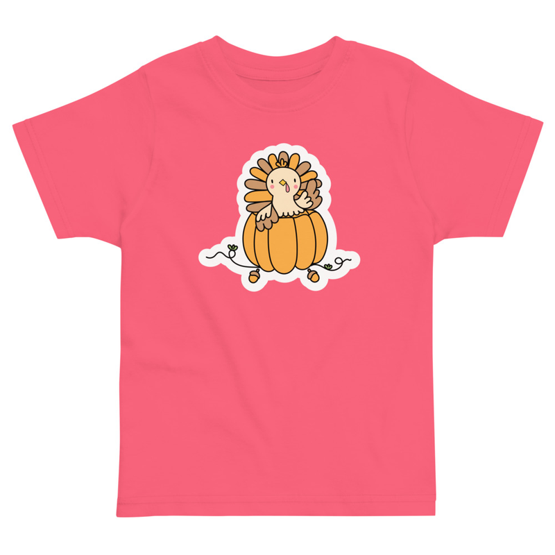 Thanksgiving Turkey in a Pumpkin Toddler Tee