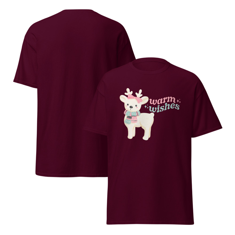 Christmas Warm Wishes Reindeer Adult Unisex Tee