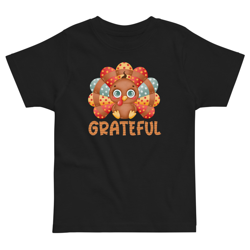 Thanksgiving Grateful Cute Turkey Toddler Tee