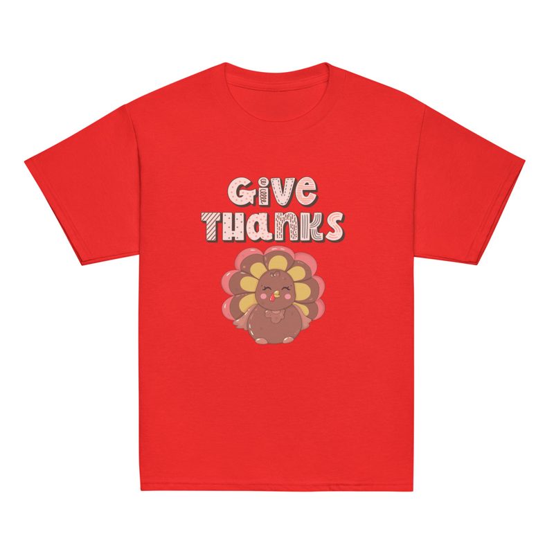 Thanksgiving Give Thanks Cute Turkey Youth Tee