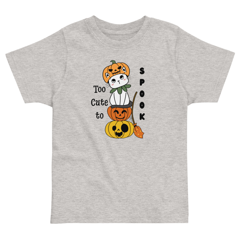 Halloween Too Cute to Spook Cat with Pumpkins Toddler Tee