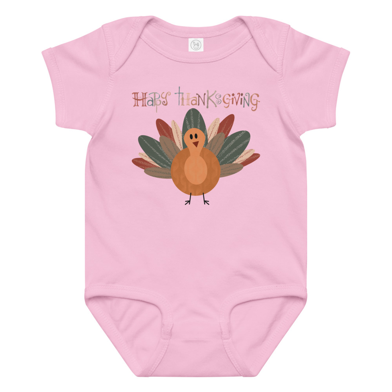 Thanksgiving Happy Thanksgiving Fall Color Turkey Baby Bodysuit