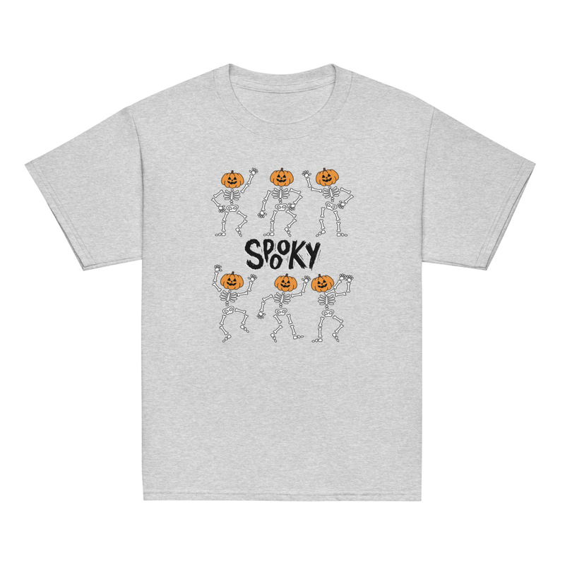 Halloween Spooky Pumpkin Head Skeletons Youth Tee