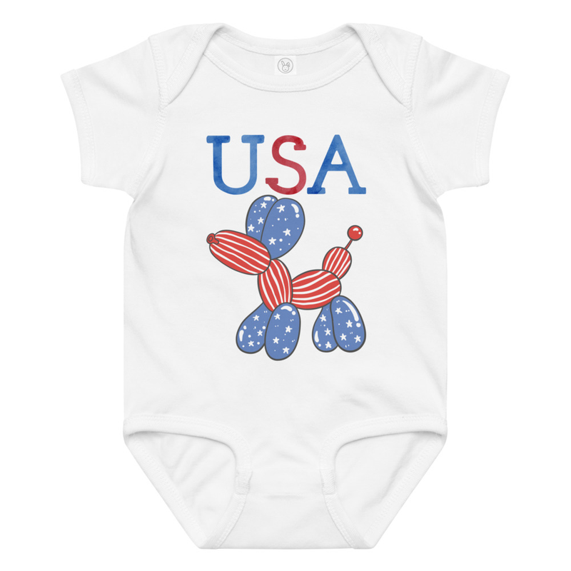 Independence USA Balloon Dog Baby Bodysuit
